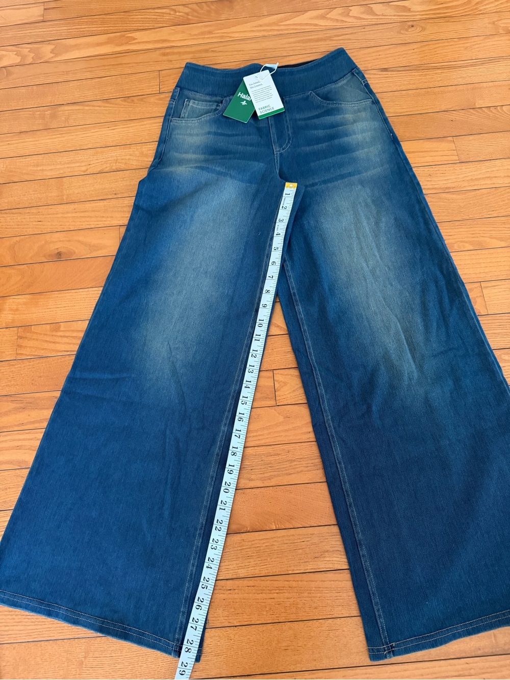 HALARA Indigo Wide Leg Flare Jeans with Elastic Waist Small NWT